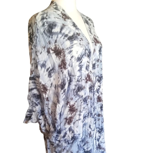 143 Story Blue Tye Dye Open Front Kimono / Cover Up Size Large - Picture 7 of 9